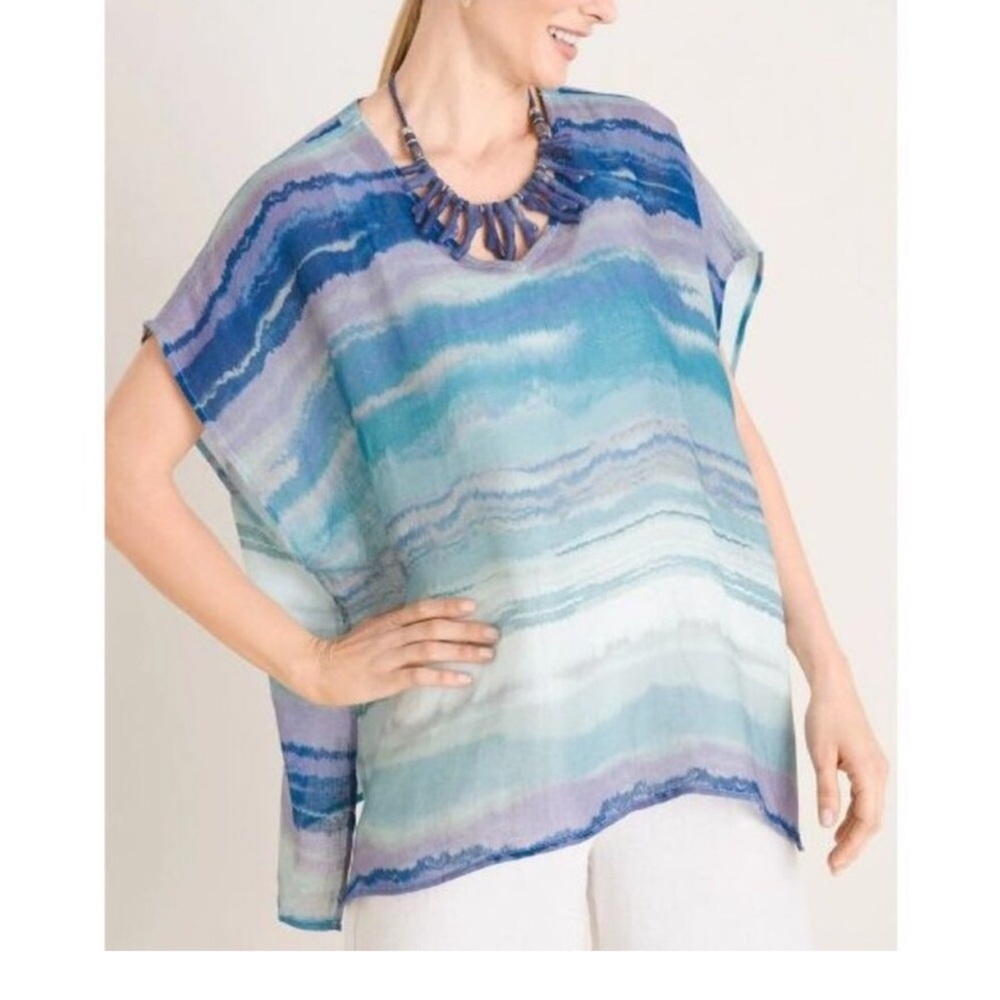 Chico’s Mineral wash stripe poncho